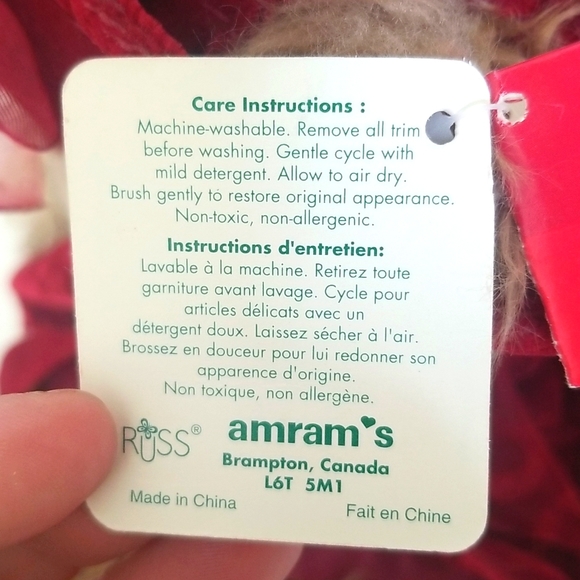 NEW Vintage Russ Berrie Alexandra Teddy Bear Plush Velveteen Dress/Hat with Tags - Picture 10 of 12